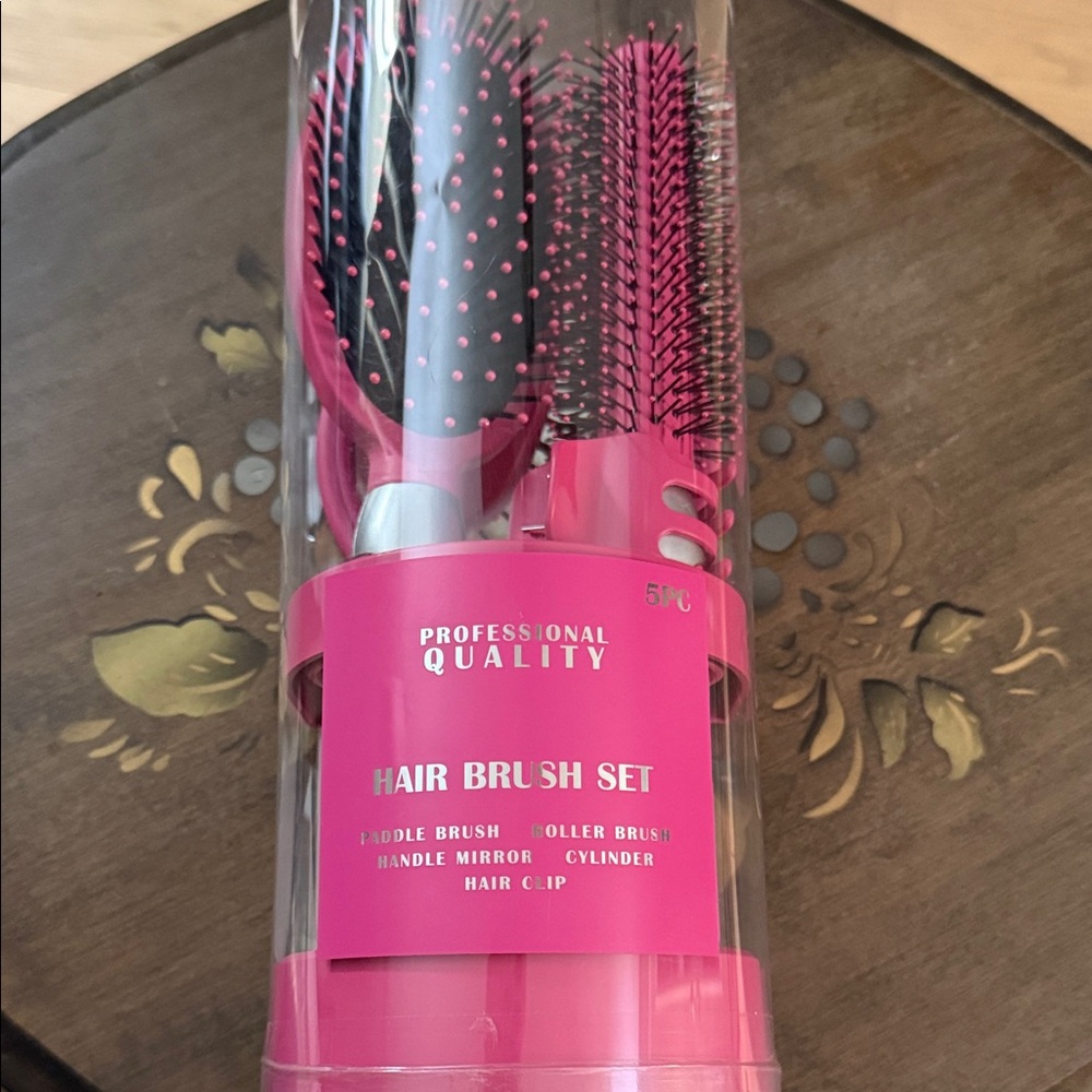 Pink Hair Brush Set - 5pc Styling Kit